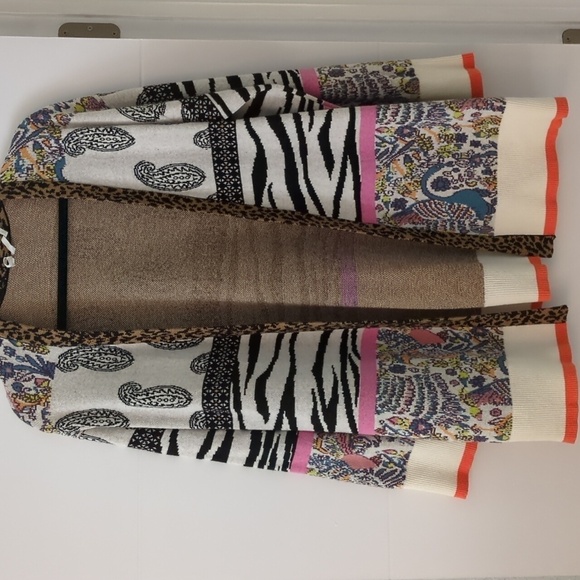 Anthropology Bricolage Open Front Fall Boho Cardigan Multicolor Paisley Sz XS - Picture 5 of 12